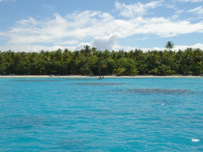 into the lagoon